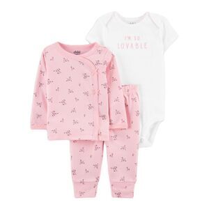Carter's Child of Mine Baby Girl Take Me Home Cardigan Set, 3-Piece Size 3-6 Mon